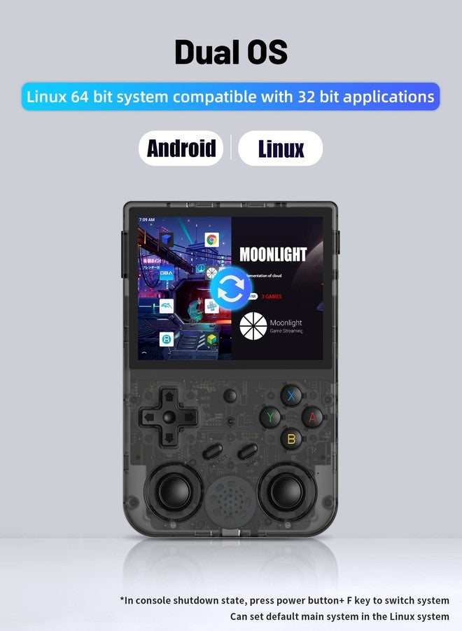 Voacle RG353V Retro Handheld Game Console , Dual OS Android 11 and Linux System Support 5G WiFi 4.2 Bluetooth Moonlight Streaming TV Output Built-in 64G SD Card 4452 Games (RG353V-Transparent Black New) - Image 2